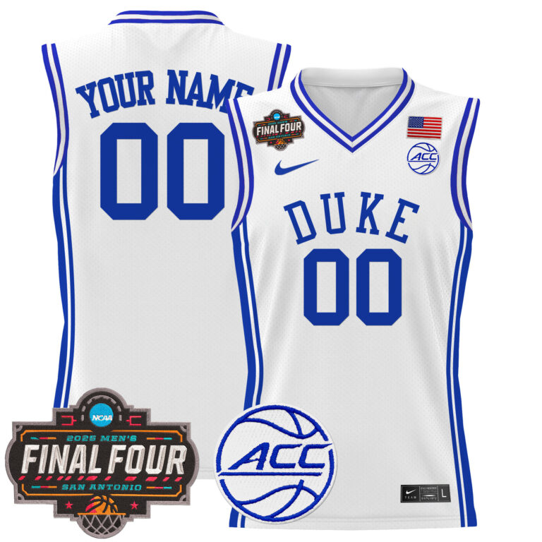 Men Duke Blue Devils 2025 Final Four Patch NCAA white Custom Jersey->customized ncaa jersey->Custom Jersey